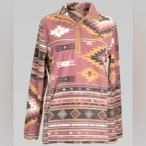 Simply Southern Boho Western Coastal Cowgirl Simply Fleece 1/4 button pullover